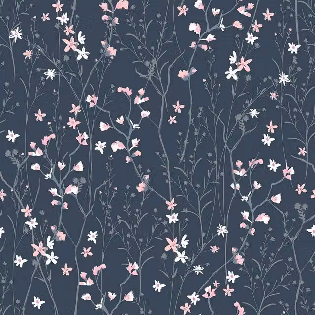 I Love Wallpaper Summer Meadow Floral Wallpaper in Navy and Pink