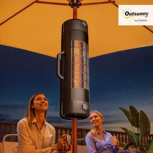 Outsunny Electric Parasol Mounted Patio Heater in Black with Carbon Fibre Element – 2
