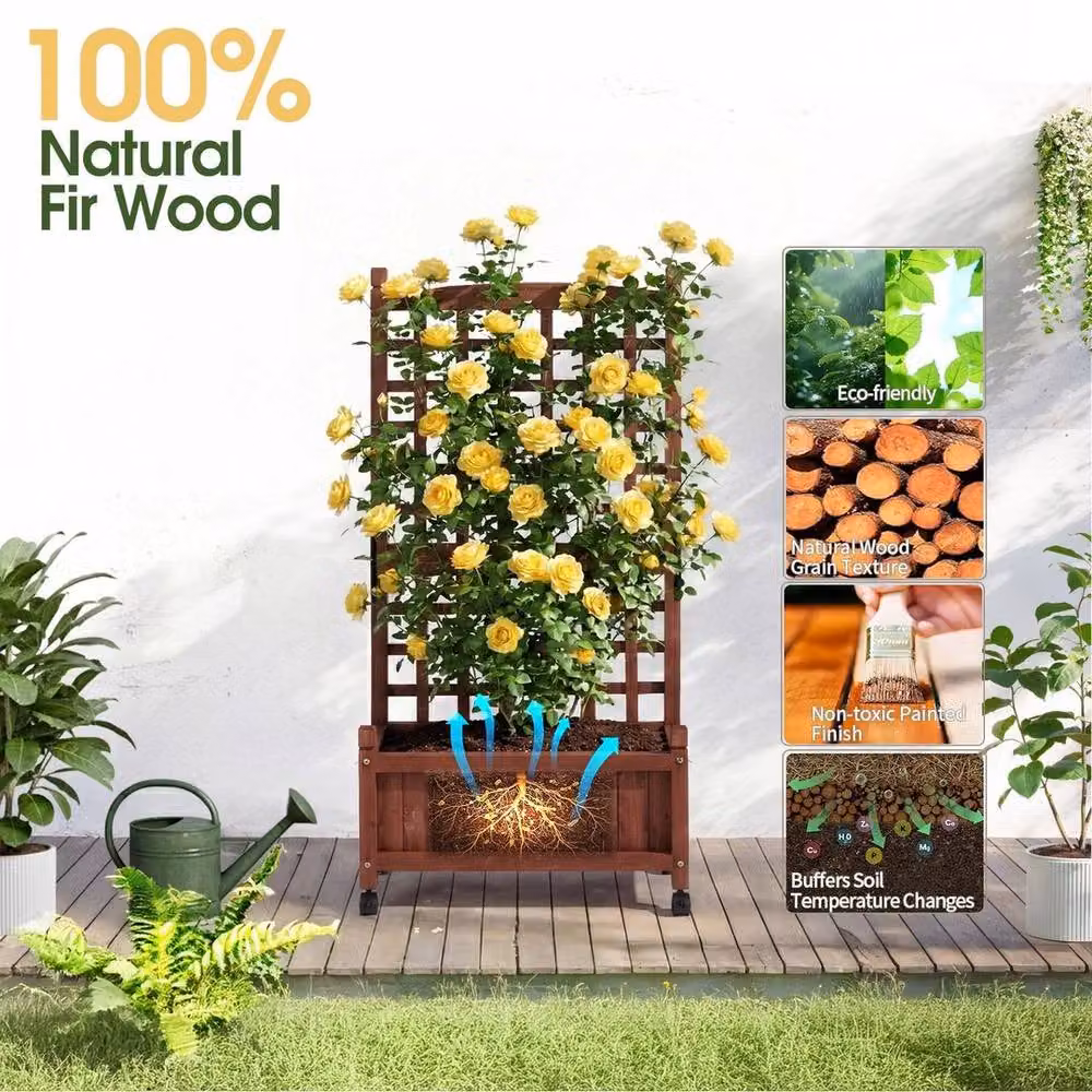 Kelvenix Wooden Raised Bed Planter for Vegetable Gardens in Brown – 3