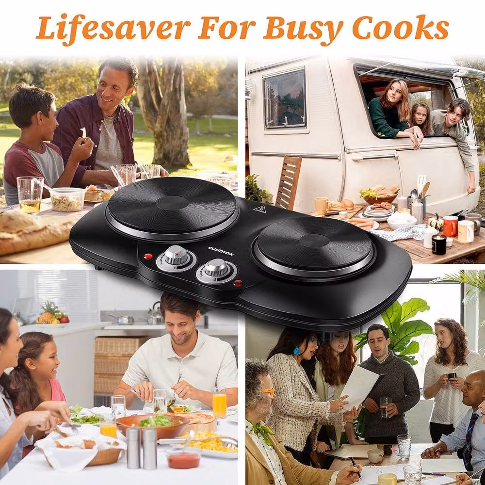 Cusimax 2500W Portable Double Cast Radiant Hot Plate in Black – 9