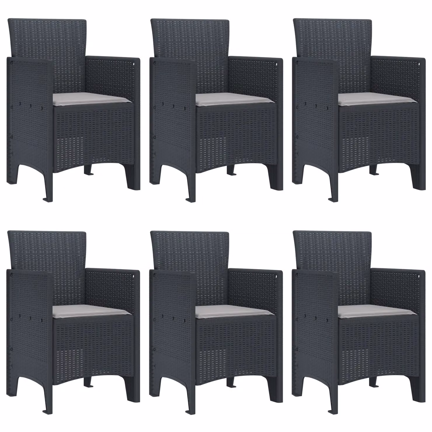 Berkfield Home 7 Piece Anthracite Poly Rattan Garden Dining Set with Cushions – 3