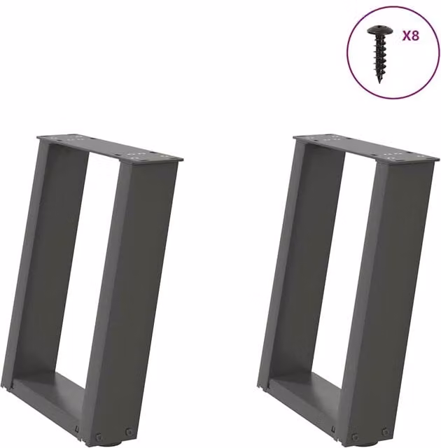 Berkfield Home U-Shaped Coffee Table Legs, 2 Pieces, Anthracite Black Steel, W: 28 cm, H: 42-43 cm – 1