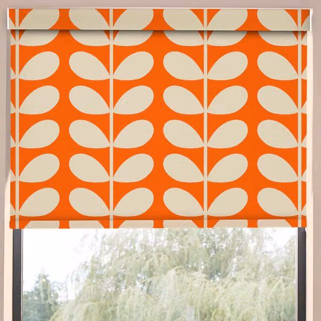 Orla Kiely Jumbo Solid Stem Translucent Made to Measure Roller Blind in Tomato Red and Orange
