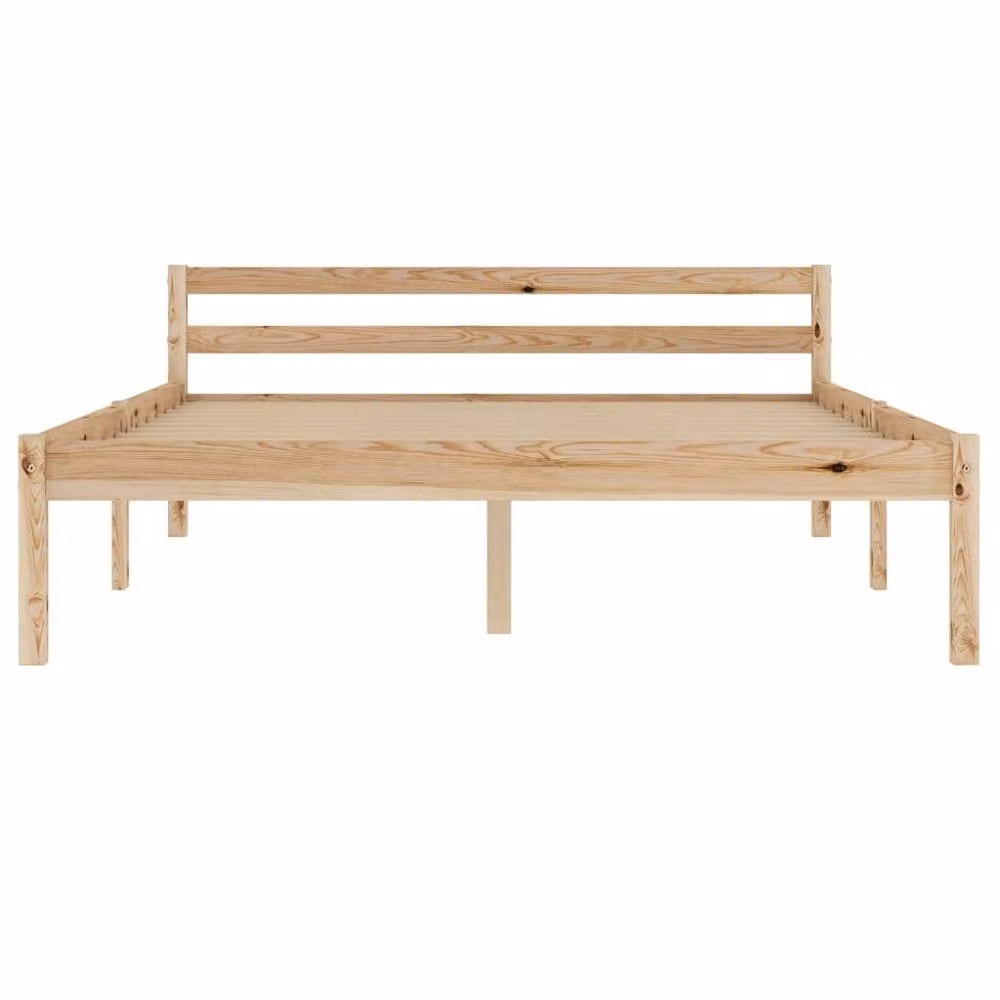 Berkfield Home Small Double Bed Frame in Natural Solid Pine Wood, W/D/H: 120 x 200 cm