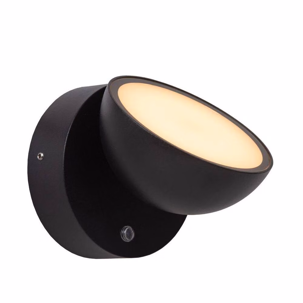 Lucide Finn Modern Black LED Outdoor Wall Light with Dusk Sensor and Warm White Light – 6