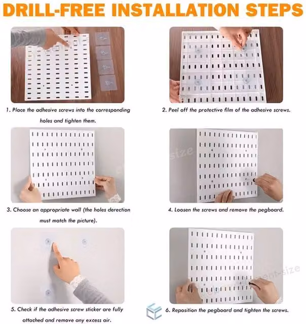 Nordara White Wall Mounted Pegboard Storage Organiser with Adjustable Shelves, W: 110 cm, D: 15 cm, H: 15 cm