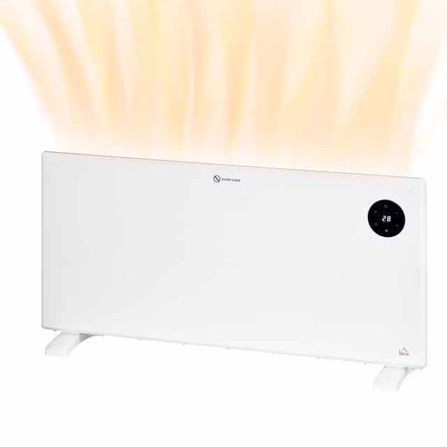 HOMCOM Electric Convector Heater in White with LED Display, Thermostat and Remote Control