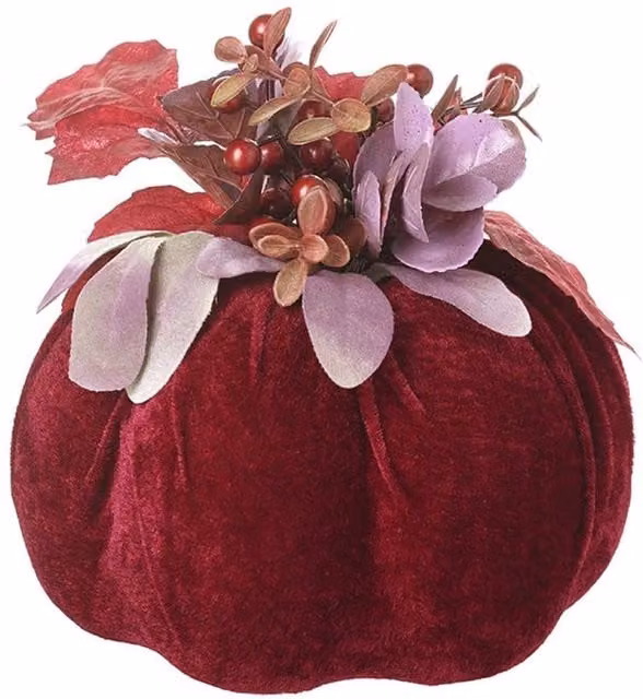 mysmartbuy Purple Velvet Pumpkin Decorative Autumn Tabletop Accessory