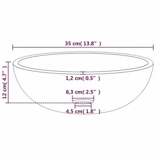 vidaXL Round Tempered Glass Countertop Basin, Black, Diameter: 35 cm, Height: 12 cm – 3