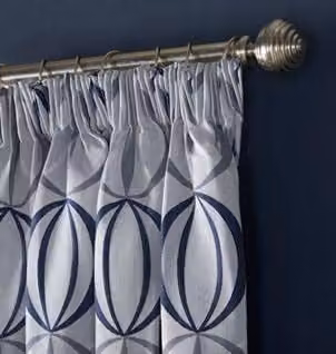 Alan Symonds Omega Blue Floral Lined Pencil Pleat Curtains, Pair, Width: 168 cm, Drop: 229 cm – 2