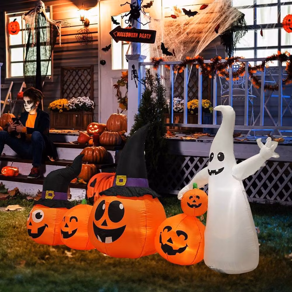 EONLION 8ft Halloween Inflatable Pumpkins and Ghost Outdoor Decoration, Multicolour and Orange – 6