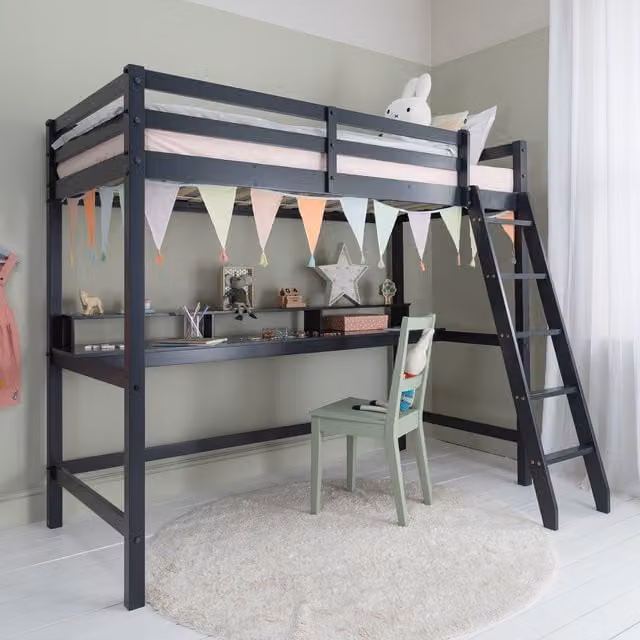 Noa and Nani Thomas High Sleeper with Thea Desk in Black