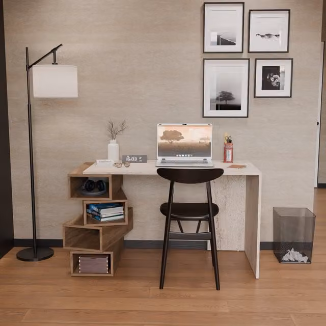 Decorotika Poyraz Modern Computer Desk in Brown, W/D/H: 120 x 60 x 75 cm