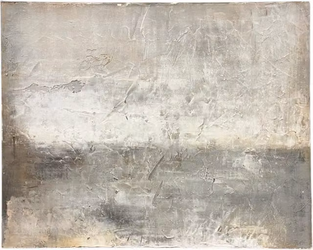 KDMK Exodus Abstract Hand Painted Canvas Art in Silver and Grey