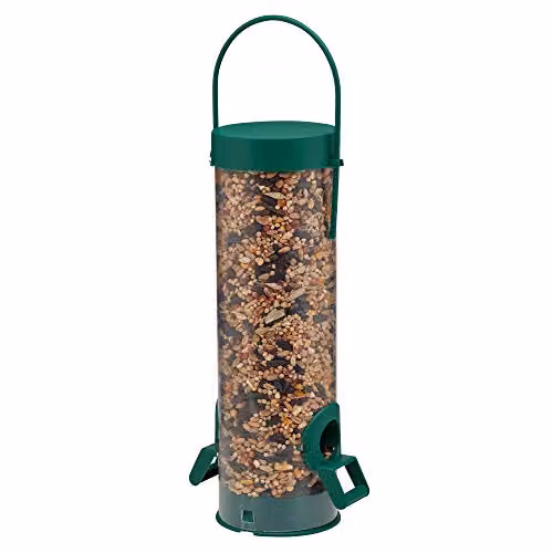 Happy Beaks 2 Port Hanging Bird Feeder Feeding Station in Green