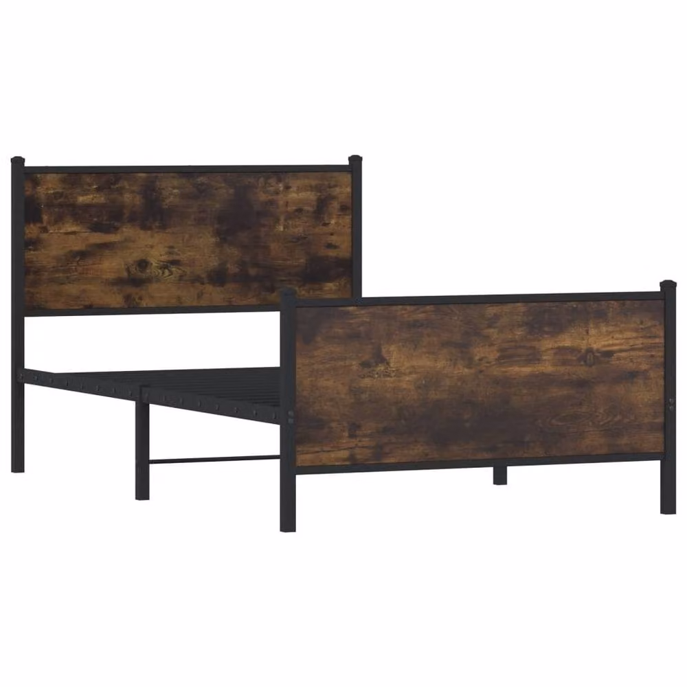 Berkfield Home Metal Bed Frame in Smoked Oak Brown, W/D/H: 100 x 200 cm – 3