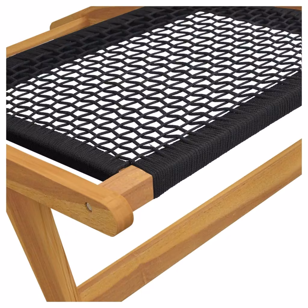 Berkfield Home Brown Teak Wood Garden Chair with Ottoman and UV-Resistant Polyester Fabric – 5