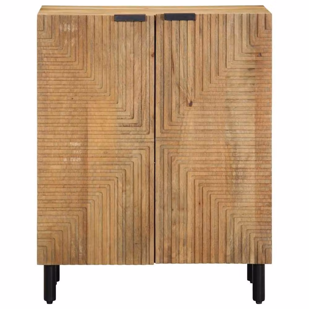 Berkfield Home Brown Mango Wood Modern Geometric Sideboard W/D/H: 60 x 33 x 75 cm – 2