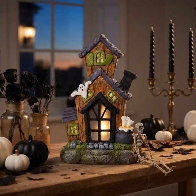 Garden Greatness Multicolour Illuminated Tall Spooky Haunted LED House Tabletop Decoration – 1