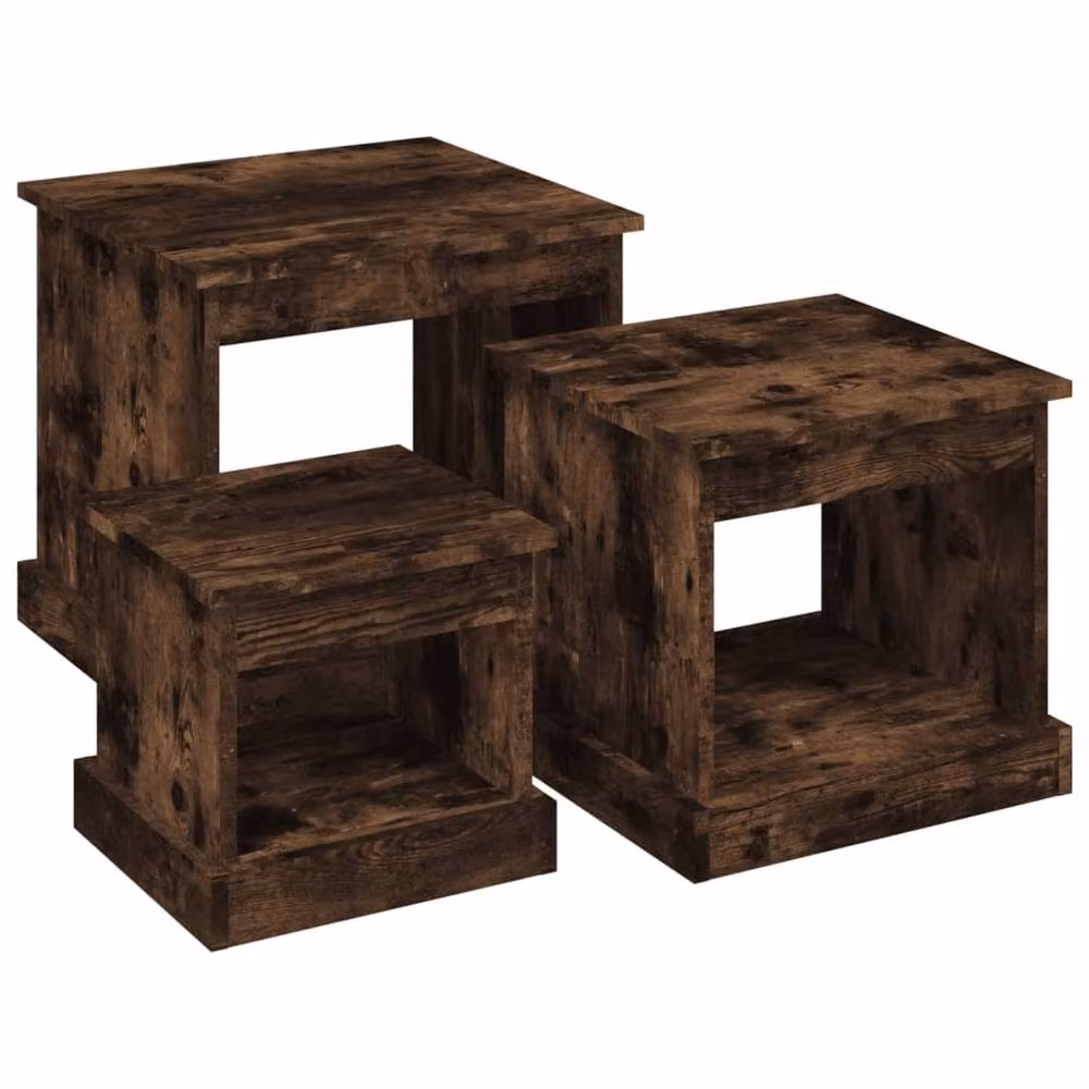 Berkfield Home Nesting Tables, 3 Piece Set in Smoked Oak Brown Engineered Wood – 2
