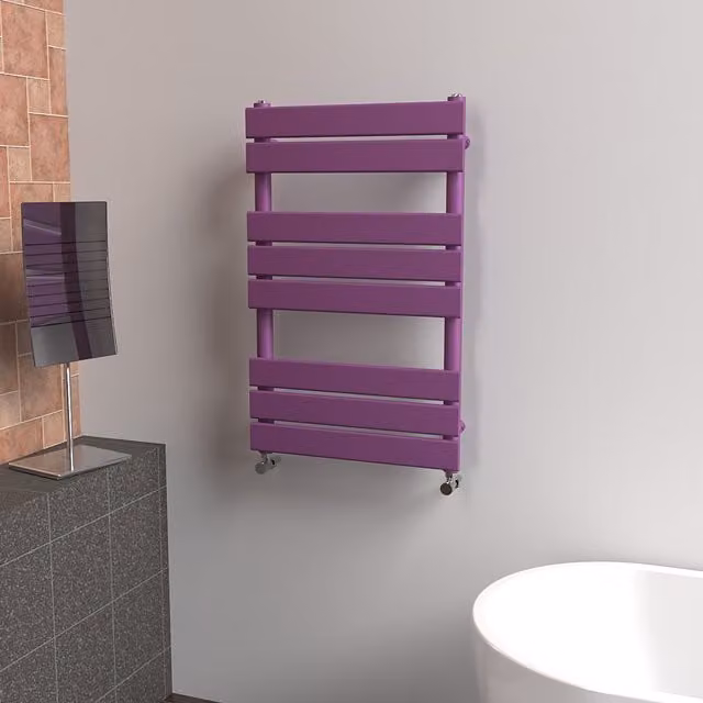 Lux Heat Flat Coloured Towel Radiator in Purple, W: 50 cm, H: 80 cm
