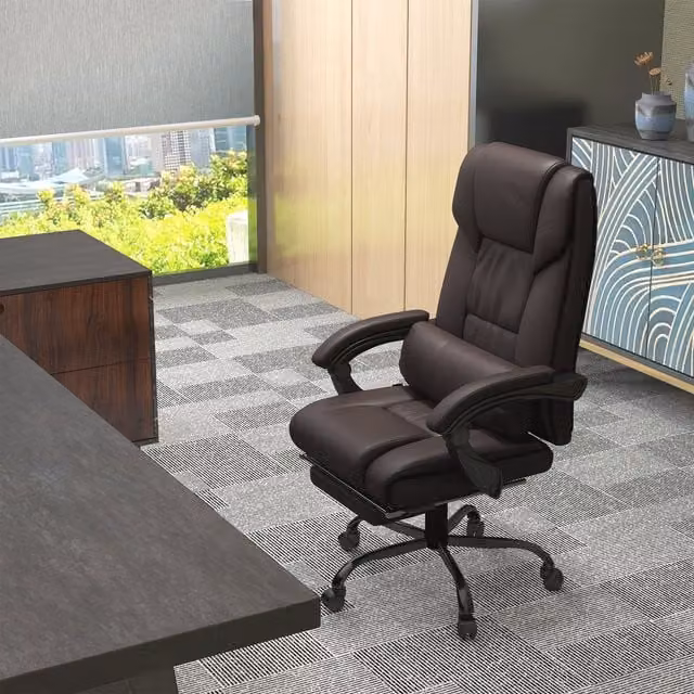 Vinsetto 6-Point Massage Executive Office Chair in Brown Synthetic Leather