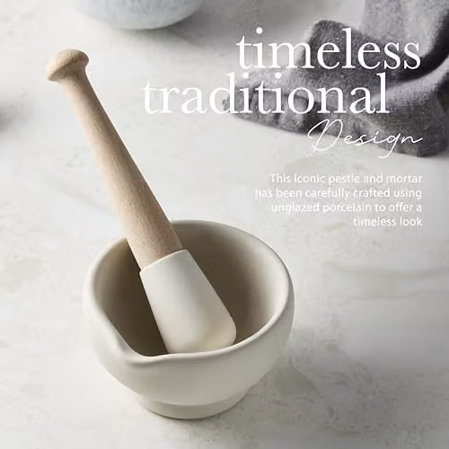 Milton Brook White Vitrified Porcelain Mortar and Pestle Set, 10 cm Diameter – 5