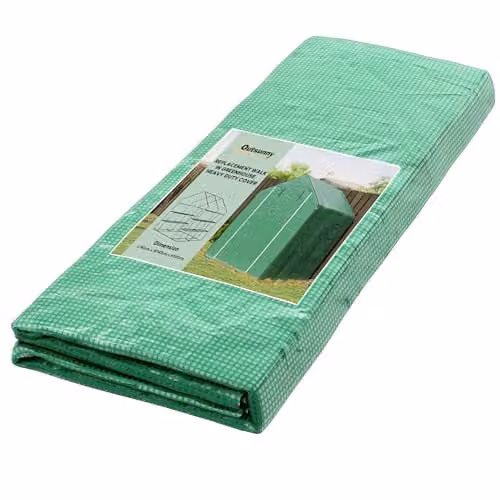 Outsunny Walk-in Greenhouse Cover Replacement with Door and Mesh Windows, Green and White, W/D/H: 140 x 143 x 190 cm – 1