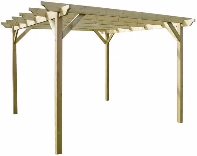 Rutland County Garden Furniture Ltd Garden Pergola in Green Wood, W: 360 cm, D: 300 cm, H: 270 cm
