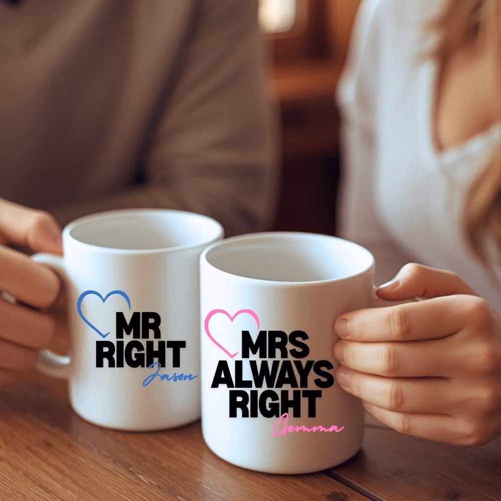 Aye Do Gifts Mr Right and Mrs Always Right Mug Gift Set in White – 2