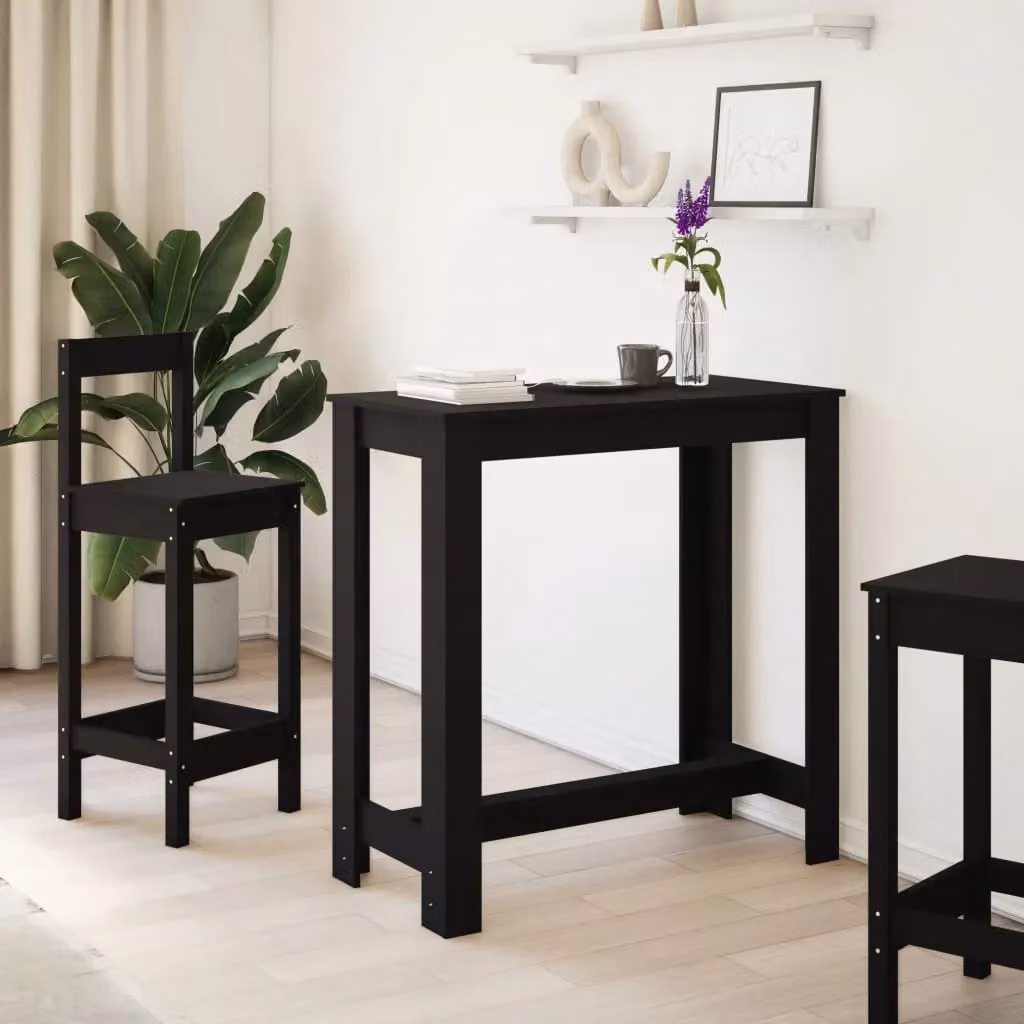 Berkfield Home Bar Table in Black Matt MDF, W/D/H: 102 x 50 x 103.5 cm – 3