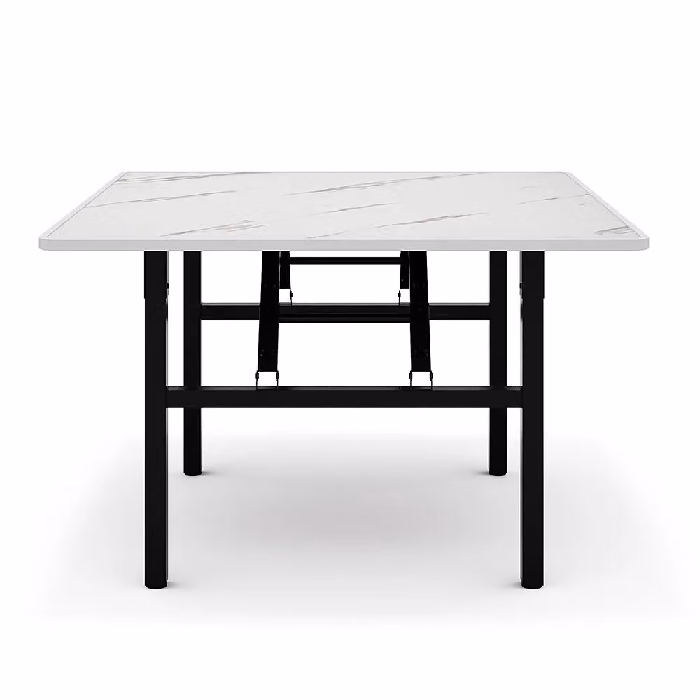 Living and Home Square 80cm Folding Coffee and Dining Table with White Marble Effect Top – 4