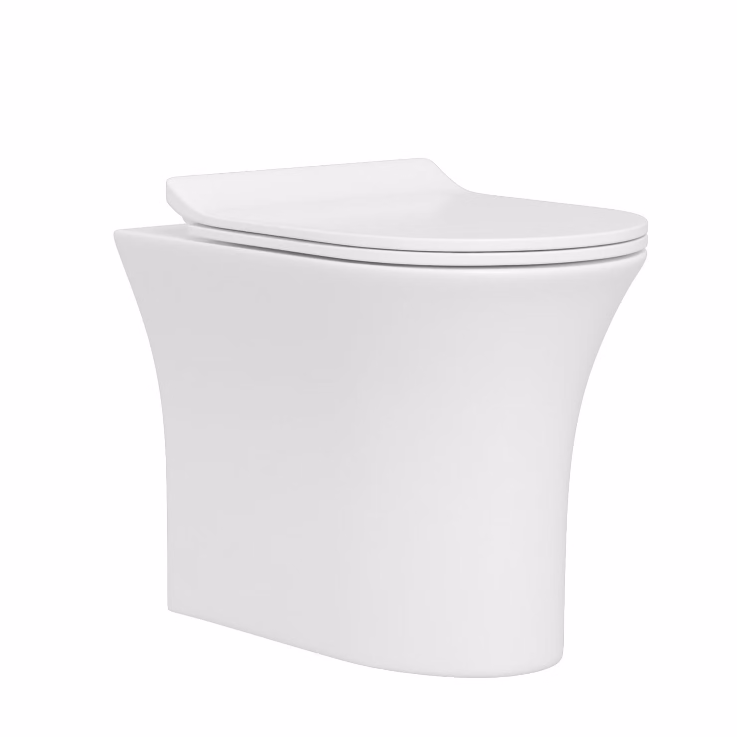 Royal Bathrooms Breeze Rimless Back to Wall Toilet Pan with Slim Soft Close Seat, White Ceramic