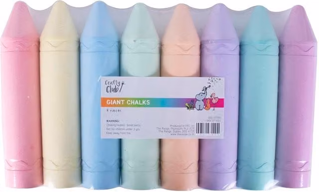 Crafty Club Pack of 8 Multicolour Pastel Giant Sidewalk Chalks for Children