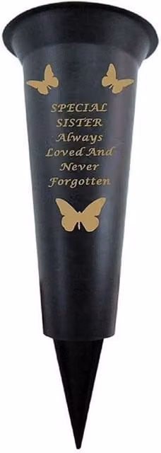 David Fischhoff Sister in Black Memorial Grave Plastic Spike Vase in Black