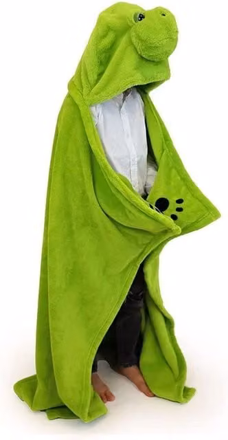 Noxxiez Green Turtle Hooded Fleece Animal Blanket for Children