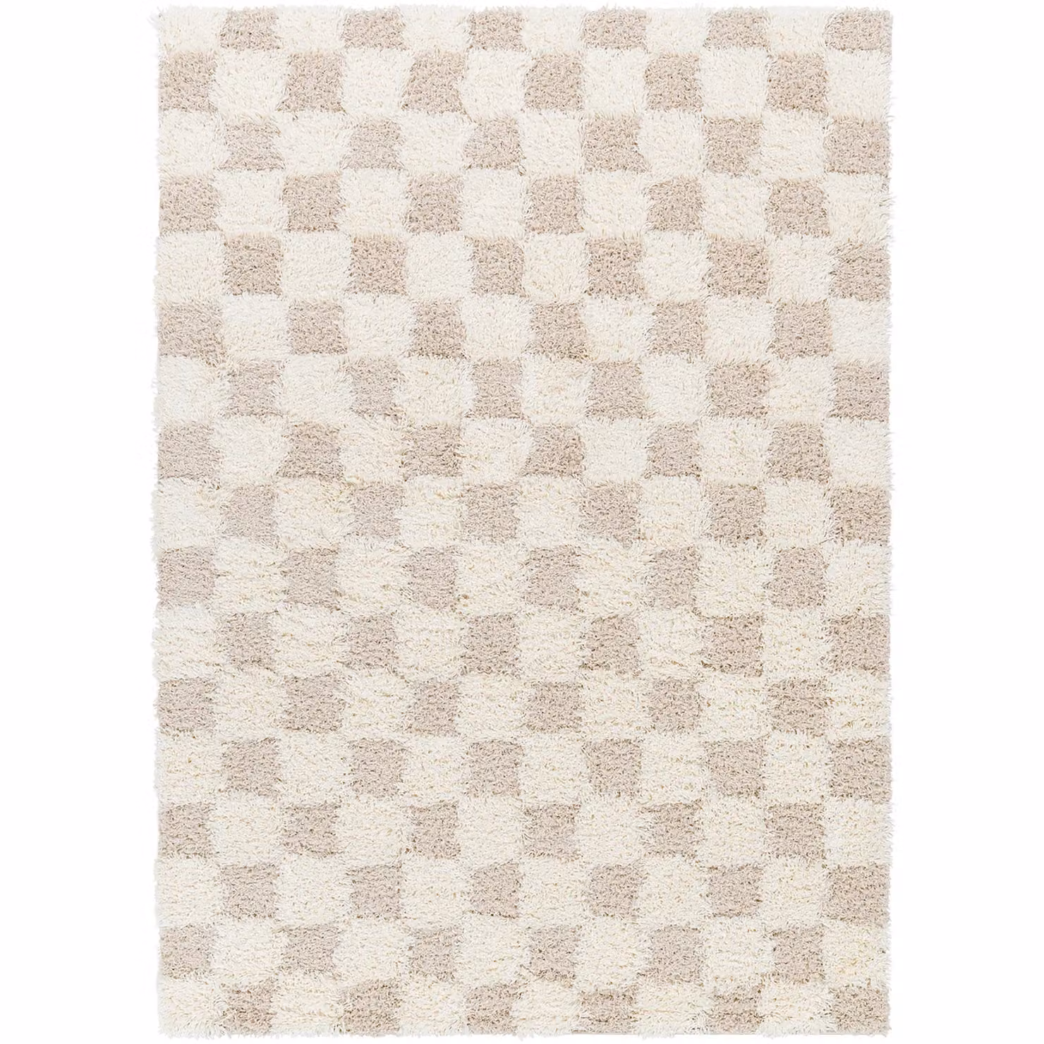 Livabliss Urban Checkerboard Plush Pile Living Room Rug in Light Beige, Yellow, Black and Pink, W: 160 cm, D: 220 cm – 2
