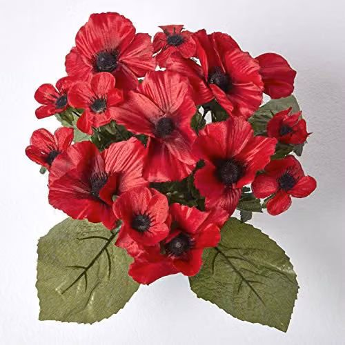 HOMESCAPES Artificial Red Poppy Flower Arrangement in Grave Pot, Height: 25 cm – 2