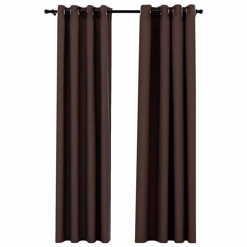 Berkfield Home Linen-Look Blackout Curtains with Eyelets, 2 Pack, Taupe, W: 140 cm, H: 225 cm – 3
