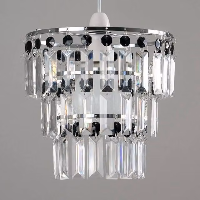 SPETLEK Transparent Crystal Pendant Ceiling Light Shade with Chrome Details – 1