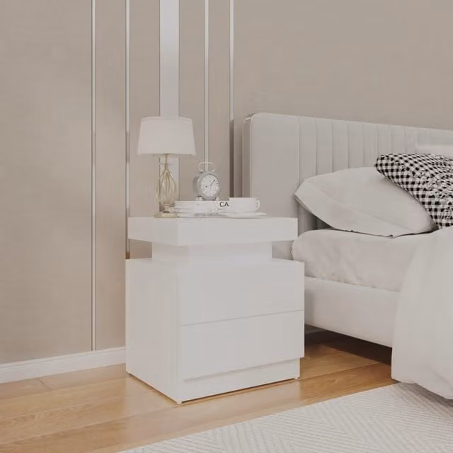Berkfield Home White Bedside Cabinet W/D/H: 45 x 35 x 52 cm