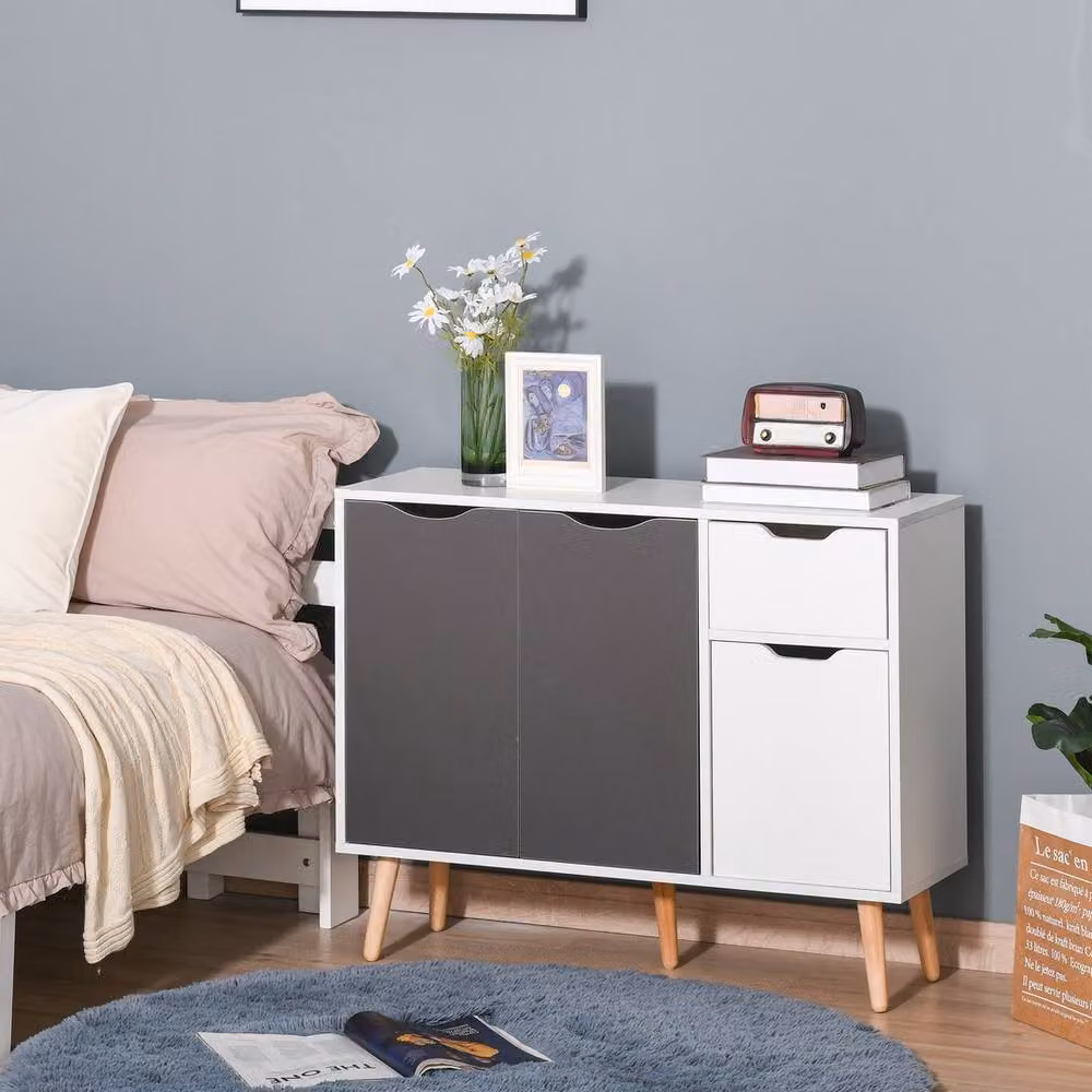 Kelvenix White Matt Storage Cabinet Sideboard with Drawer – 3