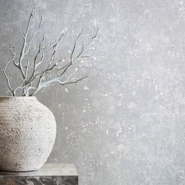 Galerie Olio Textured Metallic Abstract Wallpaper in Grey, Silver and Anthracite
