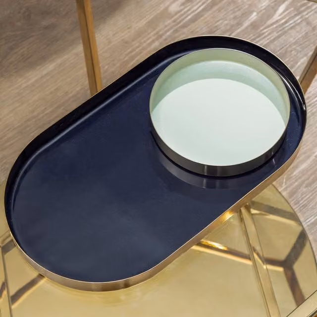 Orsina Elva Set of Two Oval Trays in Green