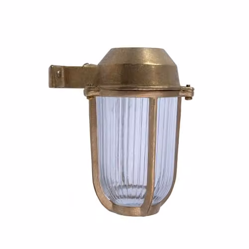Faro Barcelona 70997 Gold Brass Outdoor Wall Lamp with Glass Shade and E27 Bulb Holder – 1