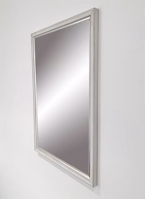 Benjamin Tate Design LTD Modern Rectangular White Wall Mirror with Silver Glass, Width: 71 cm
