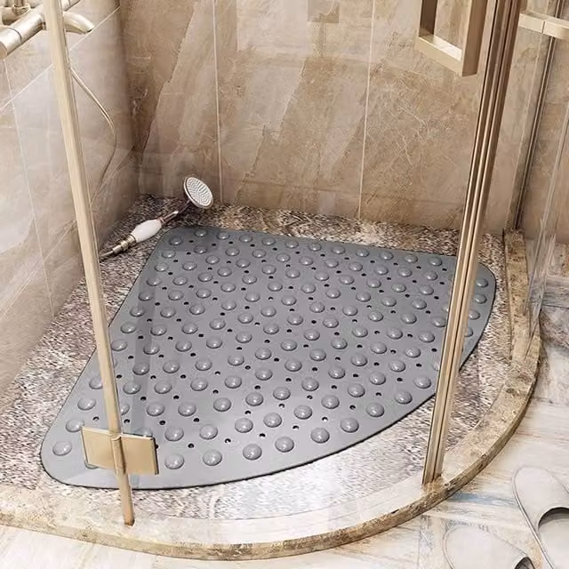 SPETLEK Non-Slip Round Foot Massage Shower Mat in Grey