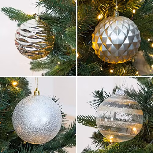 The Christmas Workshop Set of 12 Shatterproof Textured Gold Baubles with Hanging String – 4