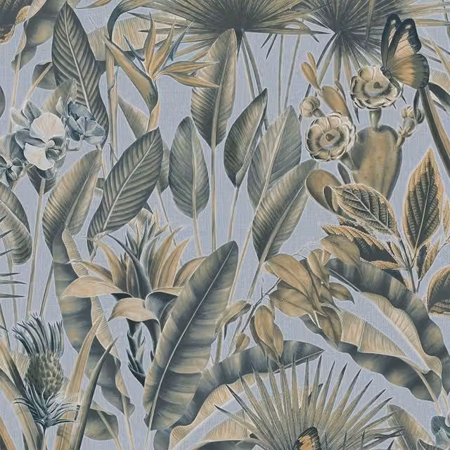 Rasch Zanzibar Floral Boho Green Heavyweight Vinyl Wallpaper