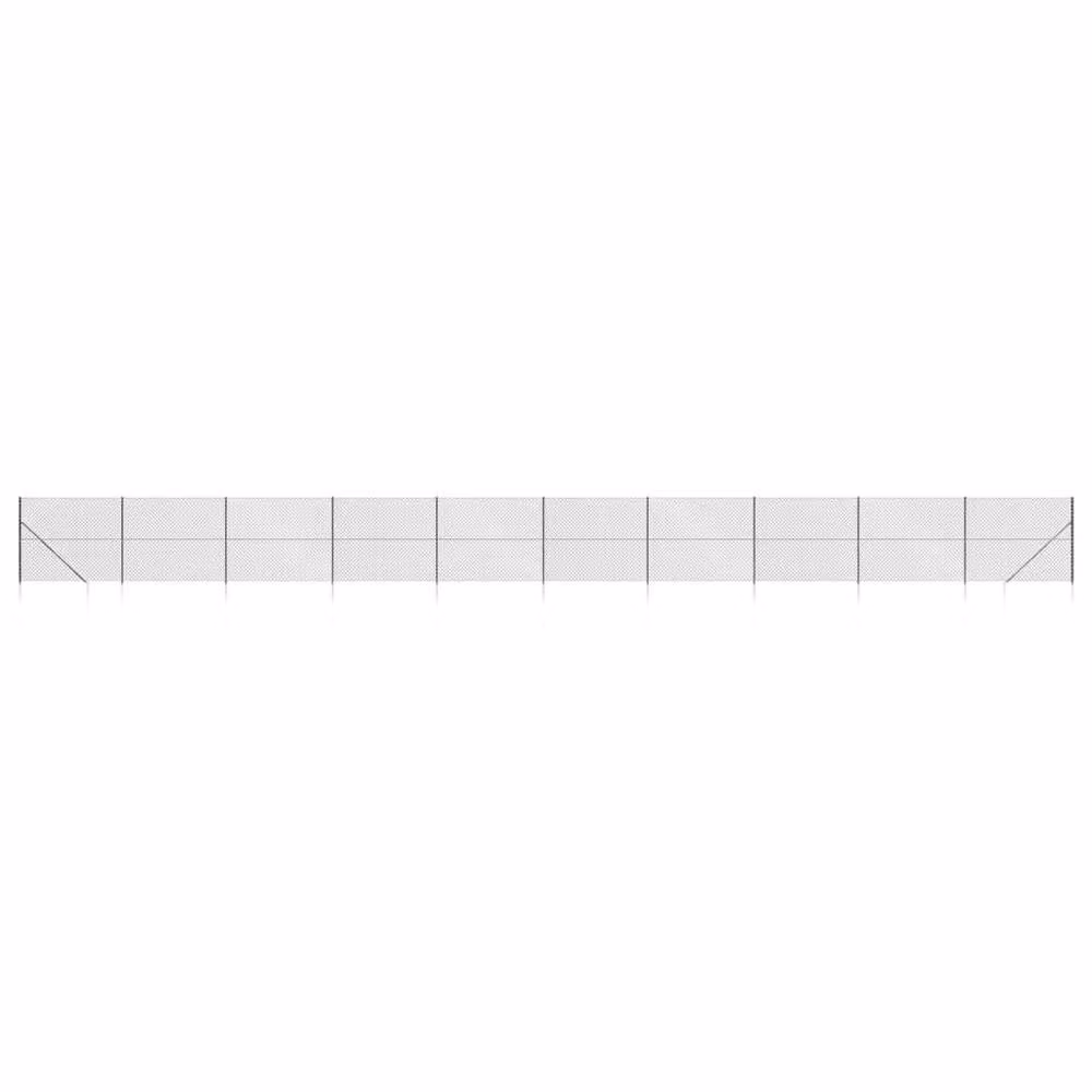 Berkfield Home Anthracite and Black PVC-Coated Steel Chain Link Fence with Spike Anchors, W/H: 2 x 25 m – 2